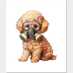 Poodle Dog Wearing Gas Mask Posters and Art